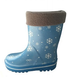 Kids newest blue snow rubber rain boot with removable lining