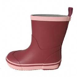 Kids waterproof red matty rubber rain boot welly