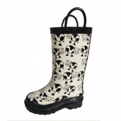 Kids waterproof llong rubber rain boot welly with handle