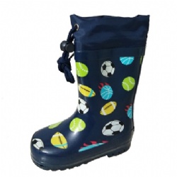 Kids wholesale navy footwear rubber rain boot welly with cuff