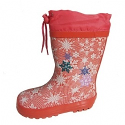 Kids wholesale pink snow rubber rain boot welly with cuff