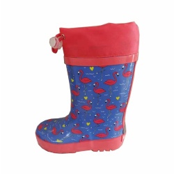 Kids flamingo pattern rubber rain boot with cuff