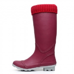 Red solid  long adult boots