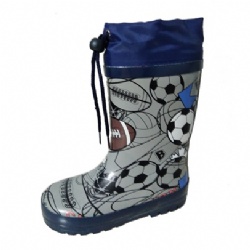 Kids popular boy's football rubber rain boot welly