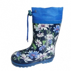 Kids wholesale girl's blue rubber rain boot welly