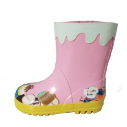 Kids hotsale girl's pink rubber rain boot welly