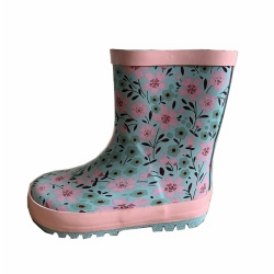 Kids pink florall rubber rain boot