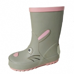 Kids high quality grey rabbit rubber rain boot welly