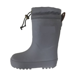 Kids high quality grey leather rubber rain boot welly