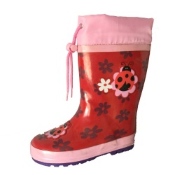 Kids hotsale red ladybug rubber rain boot welly for girl