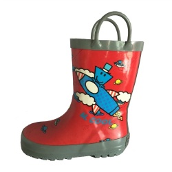 Kids customized red rubber rain boot welly