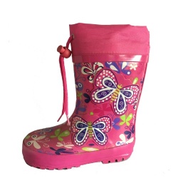 Kids customized pink rubber rain boot welly for girl