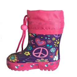 Kids customized short pink rubber rain boot welly for girl