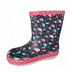 Kids pink umbrella rubbe rain boot