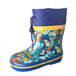 Kids customized short grey rubber rain boot welly