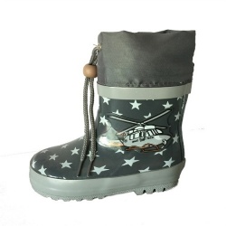 Kids customized short grey rubber rain boot welly