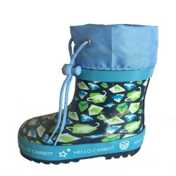 Kids customized short blue rubber rain boot welly