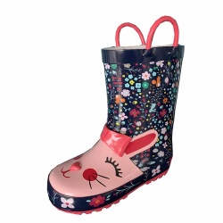 Kids pink rabbit rubbe rain boot