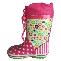 Kids customized pink bubble rubber rain boot welly