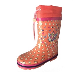 Kids wholesale pink rubber rain boot welly