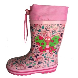 Kids wholesale pink rubber rain boot welly for girl