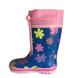 Kids hotsale pink rubber rain boot with cuff for girl's boot