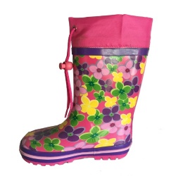 Kids pink rubber rain boot with cuff