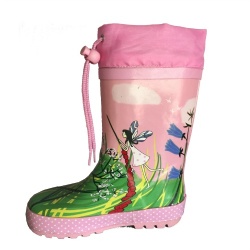 Kids popular pink rubber rain boot with cuff