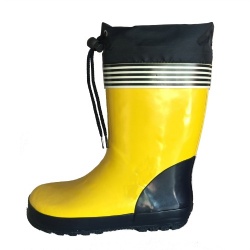 Kids customized yellow rubber rain boot with cuff