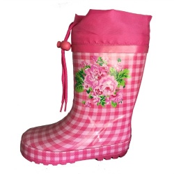 Kids customized girl's pink rubber rain boot with cuff