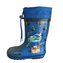 Kids customized boy's tractor rubber rain boot with cuff