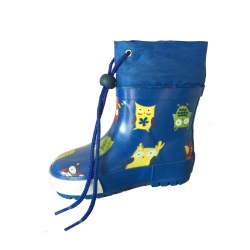 Kids customized short navy rubber rain boot with cuff