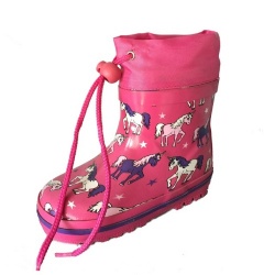 Kids customized short pink unicorn rubber rain boot with cuff