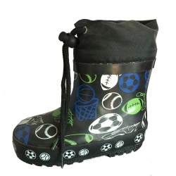 Kids customized short black rubber rain boot with cuff