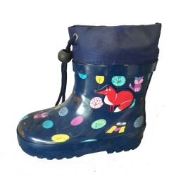 Kids customized short fox rubber rain boot with cuff