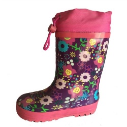 Kids hotsale girl's rubber rain boot with cuff