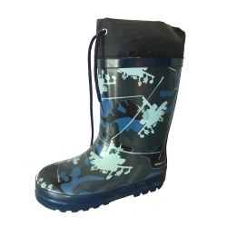 Kids hotsale boy's rubber rain boot with cuff