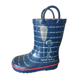 Kids customized blue boy's rubber rain boot with cuff