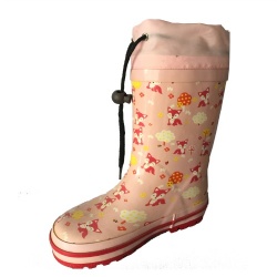 Kids customized beige fox rubber rain boot with cuff