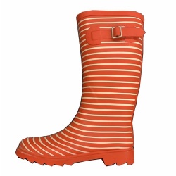 Red color Stripe Adult rubber boots