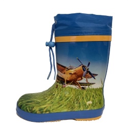 Kids airplane rubber rain boot with cuff