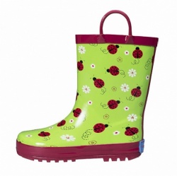 Kids customized red ladybug rubber rain boot with handle