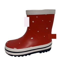 Kids red dot rubber rain boot