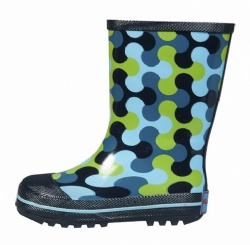 Kids customized boy's blue puzzle rubber rain boot