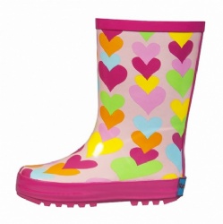 Kids customized girl's colorful heart rubber rain boot