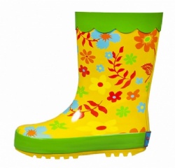 Kids customized hotsale yellow flower rubber rain boot