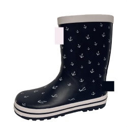 Kids navy dot rubber rain boot