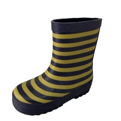 Kids yellow stripe rubber rain boot