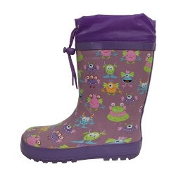 Kids purple monsti rubber rain boot with cuff