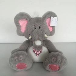 Kids grey&pink elephant furry toy